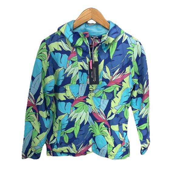 NWT Vineyard Vines Rain Jacket Maritime Blue Youth Large 16 Outerwear